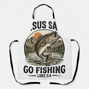 Jesus Said Go Fishing Vintage Bass Christian Apron