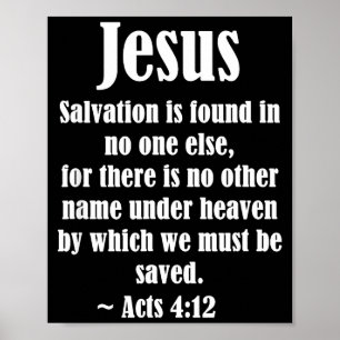 Jesus Salvation Acts 4 12 Christian Scripture Bibl Poster