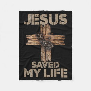 Jesus Saved My Life Christian Cross God Faith Bibl Fleece Blanket