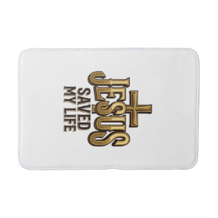 Jesus Saved My Life Cross Vintage Bath Mat