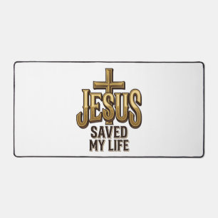Jesus Saved My Life Cross Vintage Desk Mat