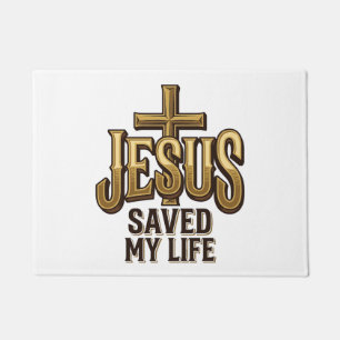 Jesus Saved My Life Cross Vintage Doormat