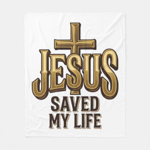 Jesus Saved My Life Cross Vintage Fleece Blanket