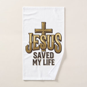 Jesus Saved My Life Cross Vintage Hand Towel