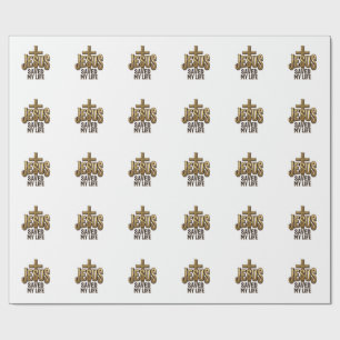 Jesus Saved My Life Cross Vintage Wrapping Paper