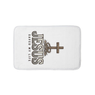 Jesus Saved My Life Vintage Engraving Christian De Bath Mat