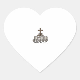 Jesus Saved My Life Vintage Engraving Christian De Heart Sticker