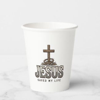 Jesus Saved My Life Vintage Engraving Christian De Paper Cups