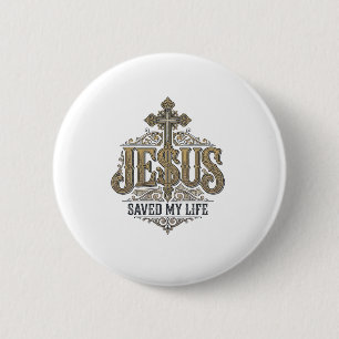 Jesus Saved My Life Vintage Engraving Christian Sh 6 Cm Round Badge