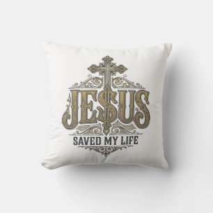 Jesus Saved My Life Vintage Engraving Christian Sh Cushion