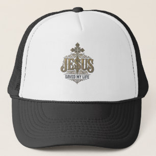 Jesus Saved My Life Vintage Engraving Christian Sh Trucker Hat