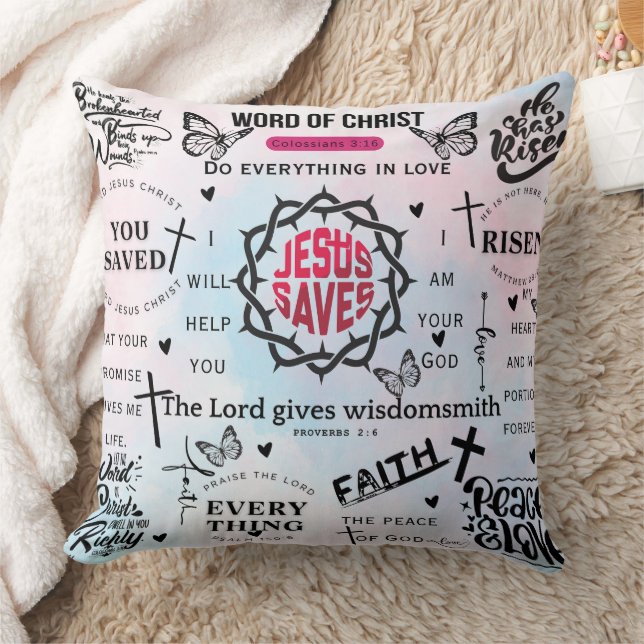 Jesus Saves – A Message of Faith and Redemption Cushion (Blanket)