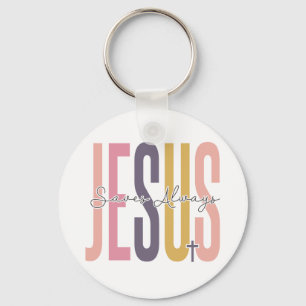 Jesus saves always Easter Christian Cross spring Key Ring