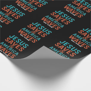 Jesus Saves & America Waves Vintage Christian Wrapping Paper