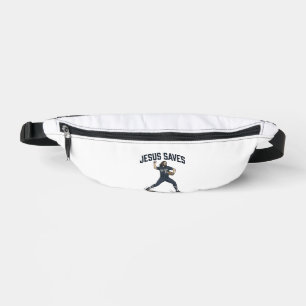 Jesus Saves Baseball Pitcher Vintage Engraving Shi Bum Bags