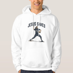 Jesus Saves Baseball Pitcher Vintage Engraving Shi Hoodie