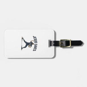 Jesus Saves Baseball Pitcher Vintage Engraving Shi Luggage Tag