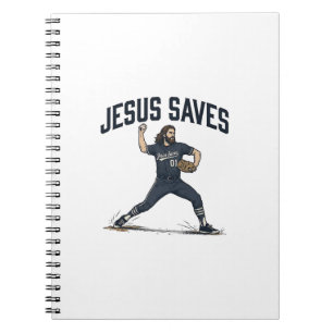 Jesus Saves Baseball Pitcher Vintage Engraving Shi Notebook