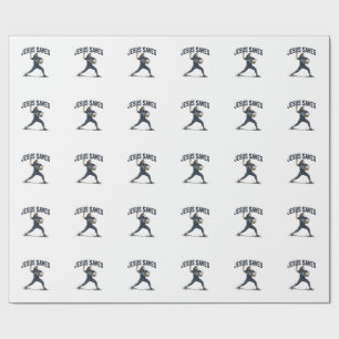 Jesus Saves Baseball Pitcher Vintage Engraving Shi Wrapping Paper