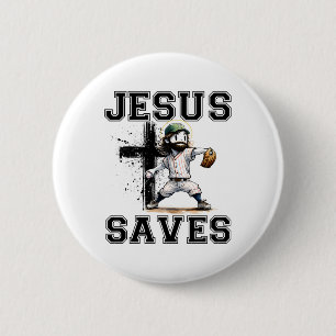 Jesus Saves Baseball Religious Christian Faith Cro 6 Cm Round Badge