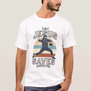 Jesus Saves Baseball Vintage Christian Vector Desi T-Shirt