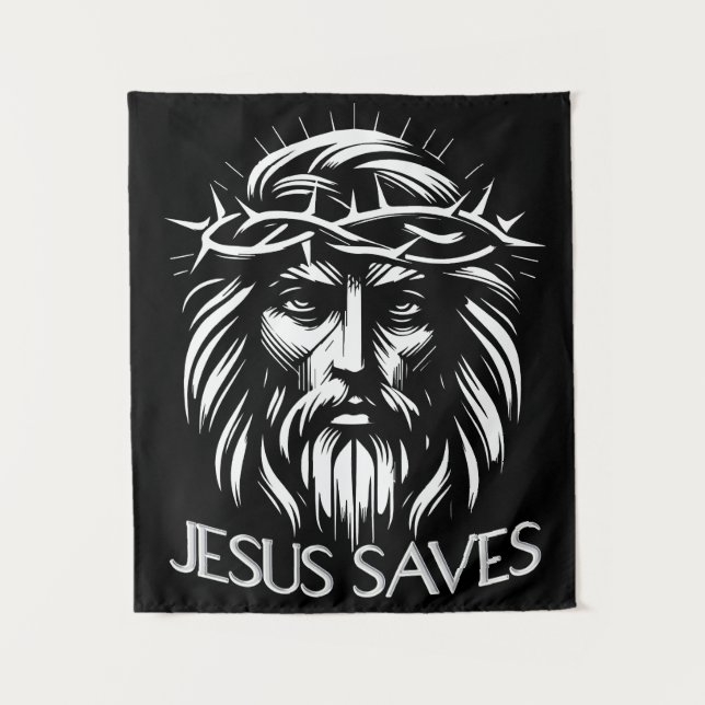 Jesus Saves - Bold Christian Art Tapestry (Front)