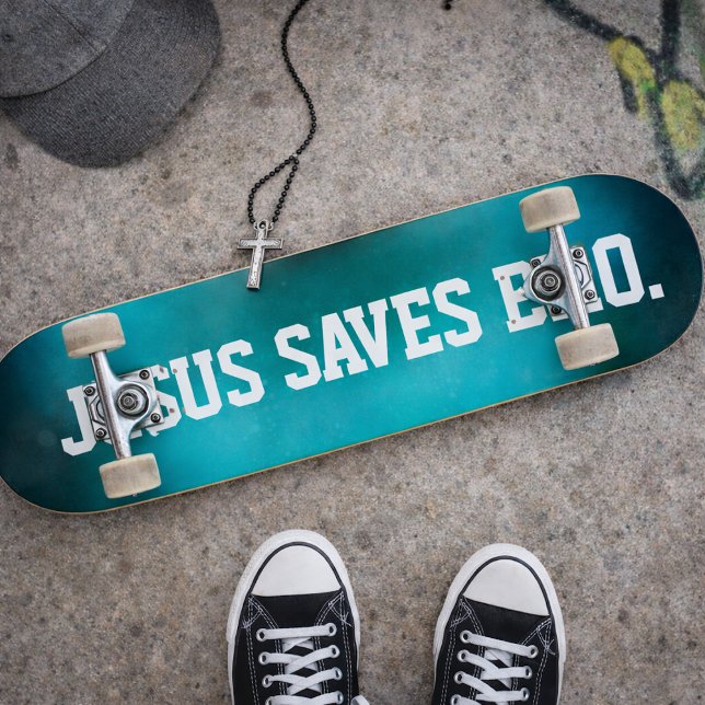 Jesus Saves Bro. Abstract Blue Haze Skateboard (Creator Uploaded)