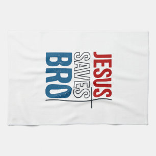 Jesus Saves Bro Christian Typography T-Shirt Desig Tea Towel