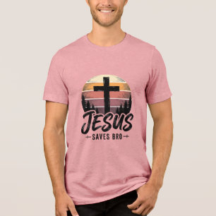 Jesus Saves Bro Vintage Christian Cross Shirt Desi