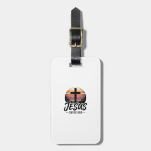 Jesus Saves Bro Vintage Christian Cross Shirt Desi Luggage Tag