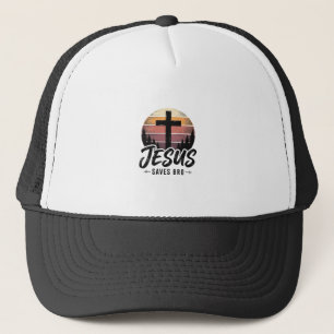 Jesus Saves Bro Vintage Christian Cross Shirt Desi Trucker Hat