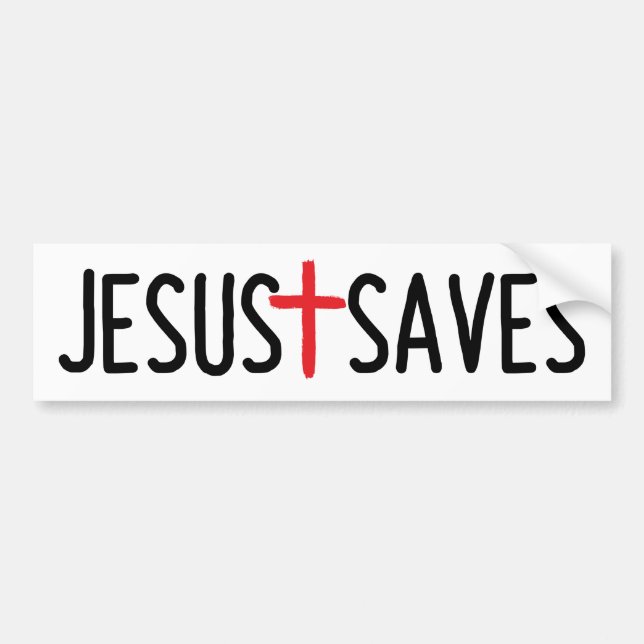 JESUS SAVES BUMPER STICKER (Front)