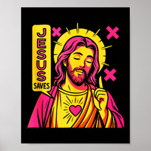 Jesus Saves Christian Anime Sacred Heart Manga Pop Poster