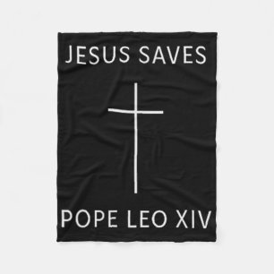 Jesus Saves Christian Cross Minimal Religious Fait Fleece Blanket