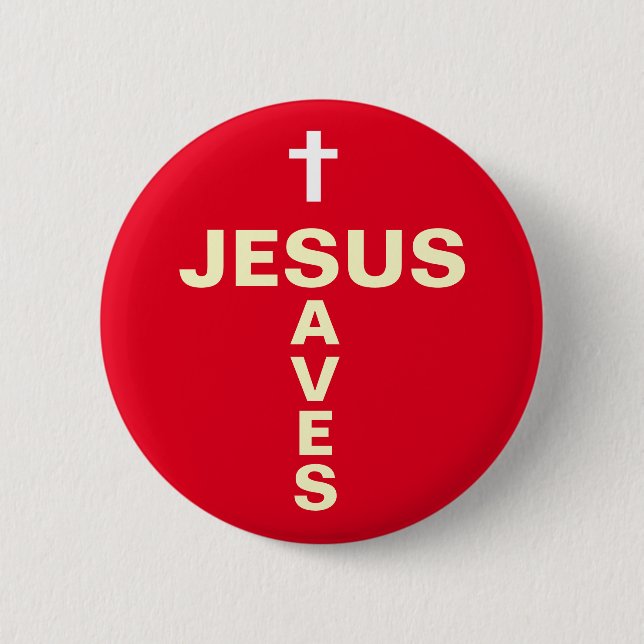 Jesus Saves Christian Evangelizing Button/Badge 6 Cm Round Badge (Front)