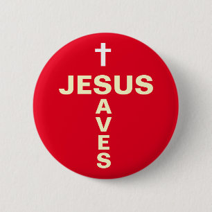 Jesus Saves Christian Evangelizing Button/Badge 6 Cm Round Badge