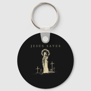 Jesus Saves Christian Faith Cross Vintage Religiou Key Ring