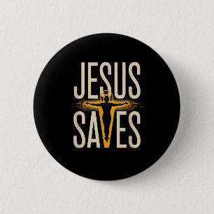 Jesus Saves Christian Faith Devotion Believer 6 Cm Round Badge