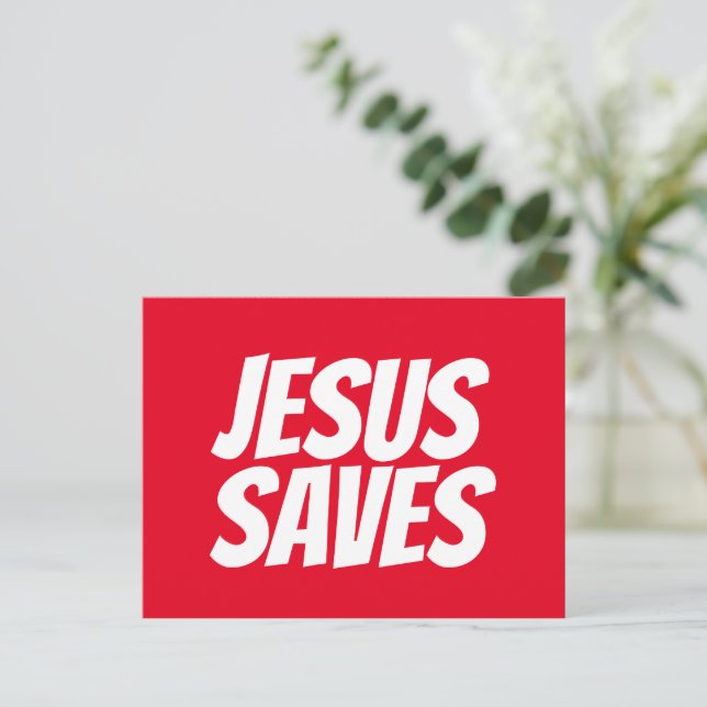 Jesus Saves Christian Postcard (Standing Front)