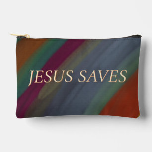 Jesus Saves Christian Quote Multicolored Accessory Pouch
