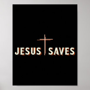 Jesus Saves Cross God Christian Graphic  Poster