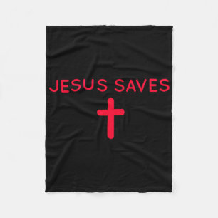 Jesus Saves Cross Subtle Christian Faith Minimal R Fleece Blanket