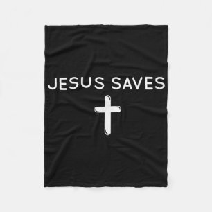 Jesus Saves Cross Subtle Christian Faith Minimal R Fleece Blanket