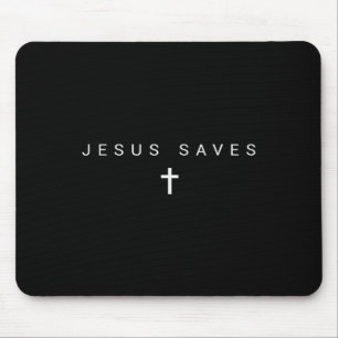 Jesus Saves Cross Subtle Christians Minimal Cathol Mouse Pad