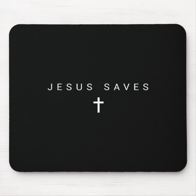 Jesus Saves Cross Subtle Christians Minimal Cathol Mouse Pad (Front)