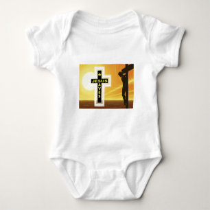 Jesus saves crucifixion picyure baby bodysuit