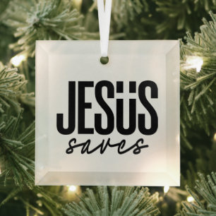 JESUS SAVES GLASS TREE DECORATION