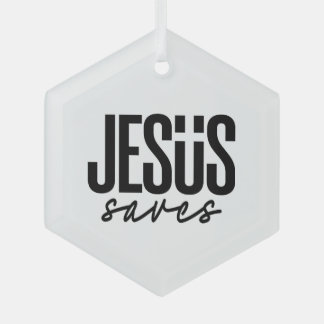 JESUS SAVES GLASS TREE DECORATION