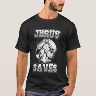 Jesus Saves Goalie Christain Hockey Player T-Shirt
