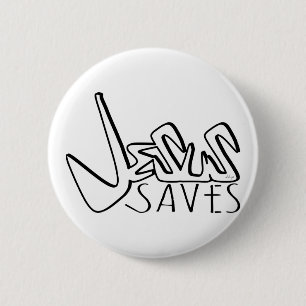 JESUS SAVES GRAFFITI 6 CM ROUND BADGE